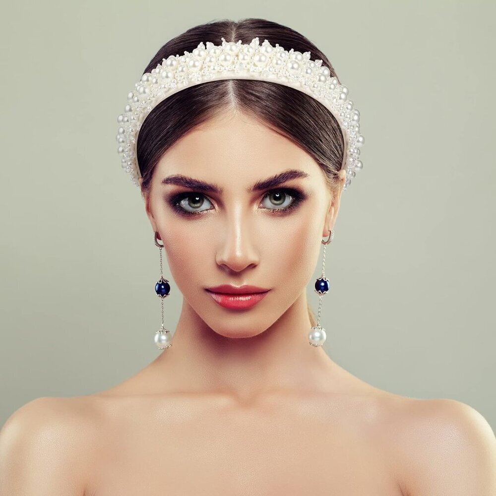 Pearl Headbands Faux Pearl Rhinestones Hairbands Bridal Accessories Women - Picture 5 of 6